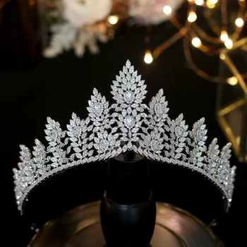 Aukštos kokybės cirkonis vestuvių plaukų aksesuarai, vestuviniai tiara apdovanojimų ceremoniją karalienės karūną