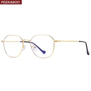 Peekaboo stabdžių mėlyna šviesa taurės moterų optinio kadro aikštėje žaidimų kompiuterį akiniai vyrams retro aukso metalo rėmelis