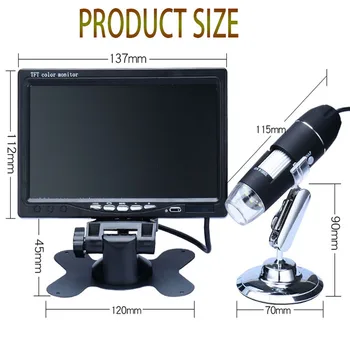 1000xAV HD/SD Vielos Kontroliuoti Elektronų Mikroskopu 8 Segmentų Skaitmeninis Priartinimas Elektronų Mikroskopu 8LED Šviesos Mikroskopu