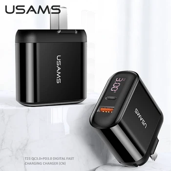 USAMS Greitai įkrauti QC3.0 PD3.0 PD Greitas Įkroviklis 18W USB C Tipo 
