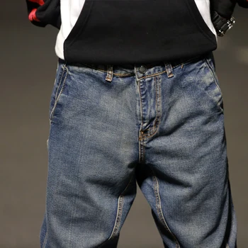 Žiemos Plius dydis Vyrų Punk Stiliaus plati džinsinio audinio kelnės Vyrams Mados Streetwear Haremas Džinsai Hip-Hop Grobis Riedlentė Poilsiu FSH25