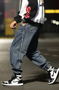Žiemos Plius dydis Vyrų Punk Stiliaus plati džinsinio audinio kelnės Vyrams Mados Streetwear Haremas Džinsai Hip-Hop Grobis Riedlentė Poilsiu FSH25