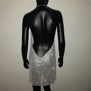 Seksualus, Prabangus Backless Crystal Mini Suknelė 2020 Naują Atvykimo Kalnų Krištolas China Naktinis Klubas Šalies Apynasrio Aukštos Padalinta Suknelė Vestidos