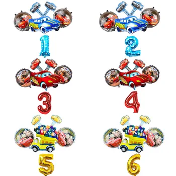 6pcs/set Disney Cartoon Automobilių Žaibas McQueen Aliuminio Folija Balionai Baby Shower Gimtadienio Apdailos Prekių, Oro Globos