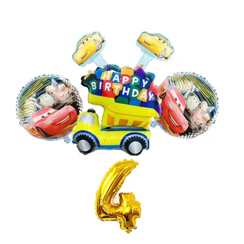 6pcs/set Disney Cartoon Automobilių Žaibas McQueen Aliuminio Folija Balionai Baby Shower Gimtadienio Apdailos Prekių, Oro Globos