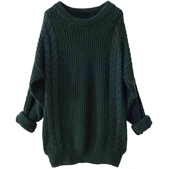 Moterų ilgas rankovėmis twist negabaritinių megztinis smėlio spalvos žalia bordo kietas puloveris tingus oaf megzti megztinis 2020 m. Rudenį megztinis