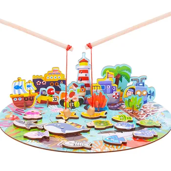 Žaislai 3D puzzle Žvejybos žaislai Vaikams, Daugiafunkcinis Ūkio Jūrų Scenos Žaislai Magnetinio Žvejybos Žaidimai Vaikams mokomieji Žaislai