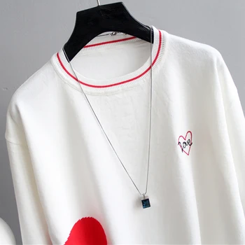 Shintimes Marškinėliai Moterims korėjos Mados Meilės Spalvų Atitikimo Prarasti Plonas Trumpas Rankovės Megztos T-Shirt Moterų 2019 M. Vasarą Juoda Viršūnės
