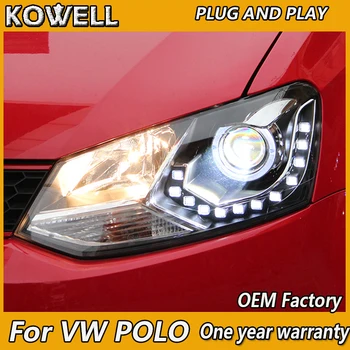 KOWELL Automobilių Optikos už 2006-VW Polo Žibintai Naujas Polo LED Cruiser priekinis žibintas drl Dvigubo Objektyvo Šviesos H7 HID Xenon