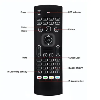 Alphun Kokybės Juoda MX3 Apšvietimas 2.4 G Wireless Keyboard Controller Nuotolinio Valdymo Oro Pelės Smart Android TV Box mini PC