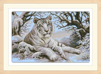 Aukščiausios Kokybės, Miela Karšto Parduoti Skaičiuojami Kryželiu Rinkinys Su Bengalijos Tigras Žiemą Sniego Tigras riolis 1184