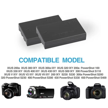 Baterija NB-1L/NB-1LH Canon S110 Skaitmeninis ELPH S110 S200 S230 S300 S330 S400 S410 PowerShot 100 200 Baterijų Įkroviklis 1500 mah