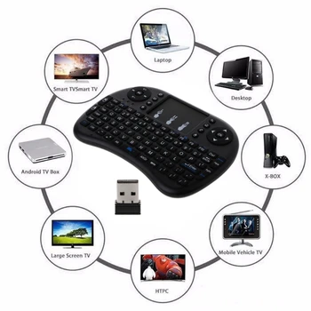 Anglų 2,4 GHz Belaidžio ryšio i8 Mini Žaidimų Klaviatūra Skristi Oro Pelės Smart TV Box PS3