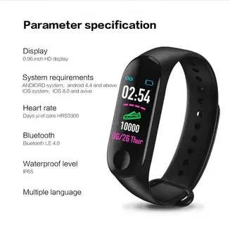 Naujas M3 Plus Smart Watch Vyrų, Moterų Širdies Ritmo Monitorius Kraujo Spaudimas Fitness Tracker Smartwatch Sporto Apyrankė