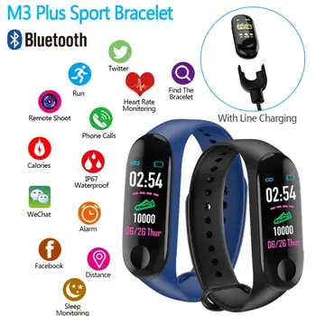 Naujas M3 Plus Smart Watch Vyrų, Moterų Širdies Ritmo Monitorius Kraujo Spaudimas Fitness Tracker Smartwatch Sporto Apyrankė