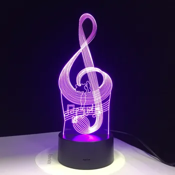 Muzikos Notacija Pastaba Žibintas 3D Naktį Šviesos, Vaikams, Žaislas, LED Touch Stalo Lempa 7 Spalvų Mirksinčios Šviesos Dekoracijos Lašas Laivybos