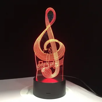 Muzikos Notacija Pastaba Žibintas 3D Naktį Šviesos, Vaikams, Žaislas, LED Touch Stalo Lempa 7 Spalvų Mirksinčios Šviesos Dekoracijos Lašas Laivybos