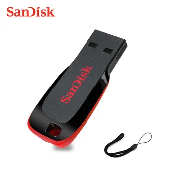 Originalios SanDisk USB Flash Drive Cruzer Blade CZ50 16GB 32GB 64GB Mini Pen Drive USB 2.0 128GB Flash Atminties kortelė