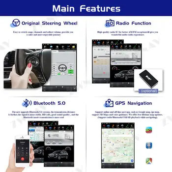 Tesla Ekranas Android 9 Automobilių Multimedijos Grotuvas JEEP Grand Cherokee m+ GPS Navigacija Auto Garso Radijas stereo Wifi galvos vienetas