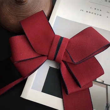 MIARA.L-Bow-tie palaidinė perdėtas didelis lankas kaklaraištis iškirpte apdailos derliaus Britų stiliaus tamsiai raudonu kaspinu cravat papuošalai