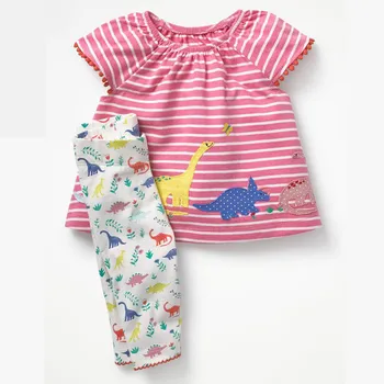 Šokinėja metrų Aplikacijos Flamingo kūdikių Drabužių rinkinius, 2-7T mergaičių drabužius vasarą medvilnės juostele, 2 vnt. nustatyti karšto pardavimo kostiumai mergina