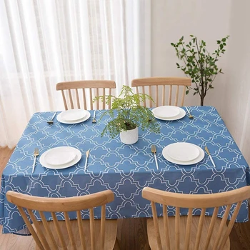 UFRIDAY Geometrinis Dizainas Poliesteris atsparus Vandeniui staltiesė Elegantiška Mėlynos spalvos Valgomojo Stalo Dangtis Virtuvės toalha de mesa Staltiesė
