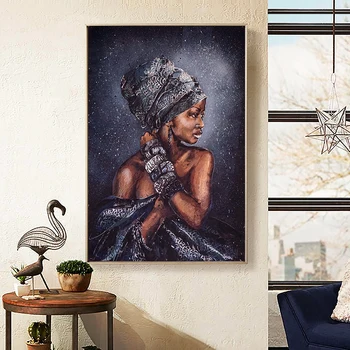 Šypsosi Afrikos Nuogas Moteris Abstrakčiai Portretas Naftos Tapyba ant Drobės, Plakatų ir grafikos Sienos Meno Nuotrauką Kambarį Dekoro