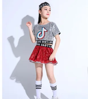Vaikų Džiazo, Šiuolaikinio Šokio Kostiumas Vaikams Hip Hop Drabužių Streetwear Vykdymo Etapą China Hiphop Džiazo Suknelės Mergaitėms