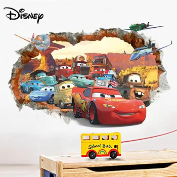 Disney nauja įklija 3D skaldyti sienos automobilių mobilizacijos fone lipdukas nuimamas lipdukai