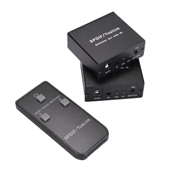 2 Įvesties Ir 1 Išvesties Skaitmeninis Optinis Audio Switcher 2x1 Su ir SPINDULIŲ Nuotolinio Paramos LPCM2.0/DTS SPDFI Toslink Switcher