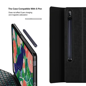 7Color Backlit Keyboard Case for Samsung Galaxy Tab S7 Plius 12.4 colių Magnetinis Stendas Tab S7 + vokietijos Bluetooth Klaviatūra