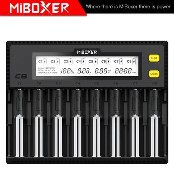 MiBOXER C8 Baterijos Kroviklis 8 Slots LCD Ekranas Li-ion LiFePO4 Ni-MH Ni-Cd AA 21700 20700 26650 18650 17670 RCR123 18700