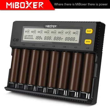 MiBOXER C8 Baterijos Kroviklis 8 Slots LCD Ekranas Li-ion LiFePO4 Ni-MH Ni-Cd AA 21700 20700 26650 18650 17670 RCR123 18700