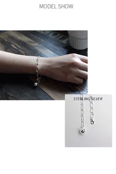 F. I. N. S S925 Sterlingas Sidabro Kūrybos Paprasta Susieti Grandinės Granulių Pakabukas Žavesio Moteriška Apyrankė \Korėjos Mados Fine Jewelry