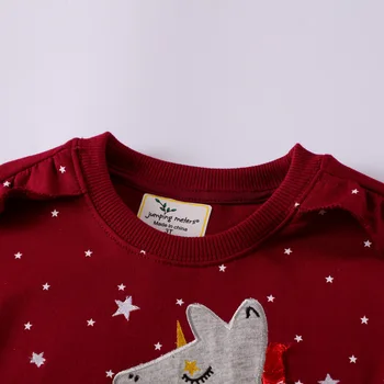 Mažai Specialistė Baby Girl Drabužiai Bamblys 2020 Naujas Žiemos Medvilnės Vienaragis Aplikacijos Palaidinukė Vynas Raudonas Džemperis Vaikams 2-7 Metų
