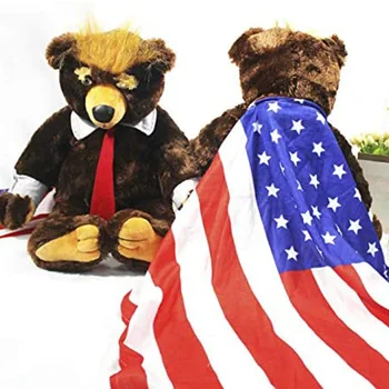 Įdaryti Gyvūnų 55cm Donald Trump Lokys Pliušiniai Žaislai Kietas JAV Prezidentas Meška su/be Vėliavos Mielas Gyvūnų Lokys Lėlės TN99