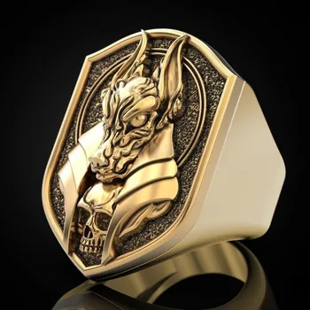 Vyrų Derliaus 925 Silver Wolf Galvos Įstaiga, 18k Auksu Žiedas Dovana Šaliai, Papuošalai Didmeninė Žiedas