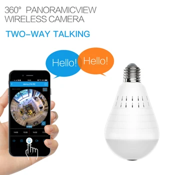 Mini Kamera 360 Laipsnių LED Šviesos 960P Panoraminis Namų Apsaugos Sistema, WiFi Fisheye Lemputė Lempos Fotoaparatas Sunku rasti