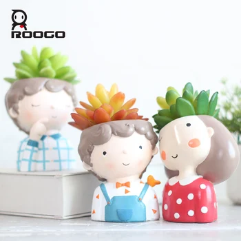 Roogo Cute Girl, Gėlių Vazonai, Vazonai Už Succulents Mažų Augalų Puodą Namų, Sodo Puošmena Priedai Mini Bonsai Puodą