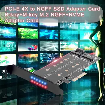 PCI-E 4X NGFF SSD Kietojo Disko Adapteris B Kortelės-rakto+M-key M. 2 NGFF+NVME Dviguba Sąsaja PCIE Adapteris Kortelę su Nugaros plokštė