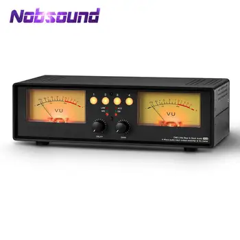 Nobsound 4-IN-1-OUT, MIC Analoginis Dual VU Meter DB Skydelis Garso Lygio Indikatorius Audio Splitter Switcher Dėžutę