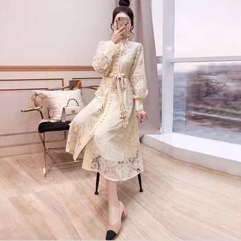 BAZIIINGAAA Prabanga Rudenį Japonų Stiliaus vakarinę Suknelę Aukštu Kaklu Nėriniai Plius Dydis Pritaikymas savo reikmėms, Tinkamas Formalių Šalių
