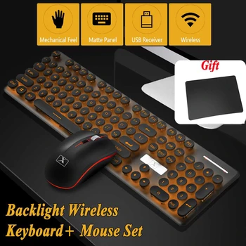 SeenDa Multimedijos 2.4 G Bevielio ryšio Klaviatūra Nustatyta Įkraunamą klaviatūrą Įkrovimo Išjungti LED Backlit Gaming Keyboard Mouse Pad Set