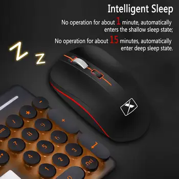 SeenDa Multimedijos 2.4 G Bevielio ryšio Klaviatūra Nustatyta Įkraunamą klaviatūrą Įkrovimo Išjungti LED Backlit Gaming Keyboard Mouse Pad Set
