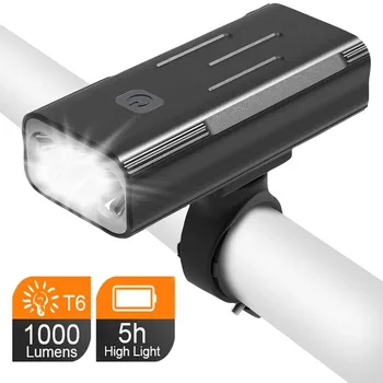 USB Įkrovimo Dviračių Šviesos 1000 Liumenų Dviračio Priekinis Žibintas 2400mAh/5200mAh MTB priekinis žibintas Super Šviesus Dviračių T6 LED Žibintas