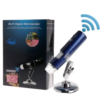 Naujausias WIFI 1000x Skaitmeninis USB Mikroskopą, didinamasis stiklas, Kamera 3 spalvas 8 led 1080P 