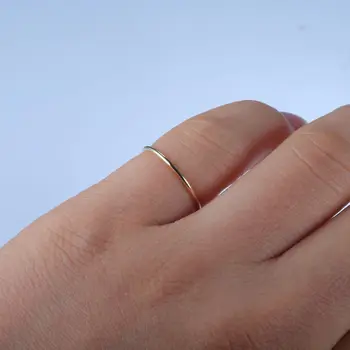 Moterų Kietas 14 karatų Geltonasis Auksas Elegantiškas Vestuvinis Žiedas Vestuvių Juostoje Dovanų Šalis Plonas Maždaug 1mm Pločio Fine Jewelry кольца кольцо