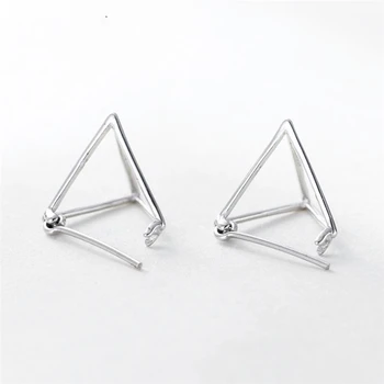 Korėjos Minimalistinė Geometrinių trimatis Trikampio Alergijos 925 Sterlingas Sidabro Temperamento Moteris Stud Auskarai SEA352