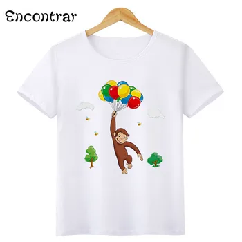 Vaikai Curious George Animacinių filmų marškinėliai Kūdikių Berniukų/Mergaičių Mielas Beždžionės Juokingi marškinėliai Vaikų Vasaros trumpomis Rankovėmis Viršūnes,HKP3067