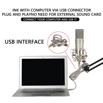 Aukštos Kokybės profesionalią Laidinio USB Kompiuterio Kondensatoriaus Dinaminis Įrašymo Studijoje Mikrofonas YR03